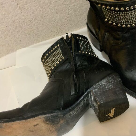 Old Gringo Mini Belinda Stud Cowboy Western Heeled Black Leather Bootie Boots - Picture 12 of 16
